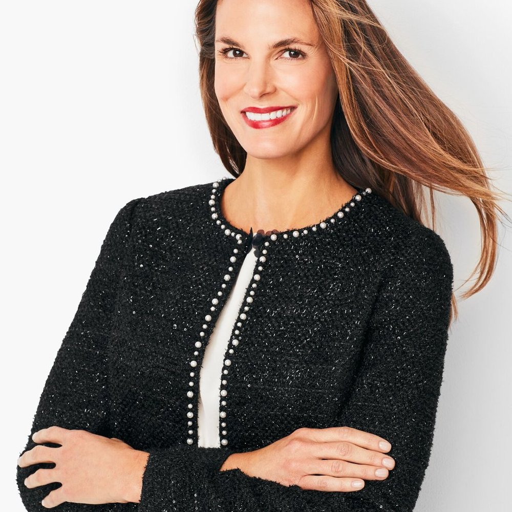 Talbots black pearl tweed jacket blazer size 10